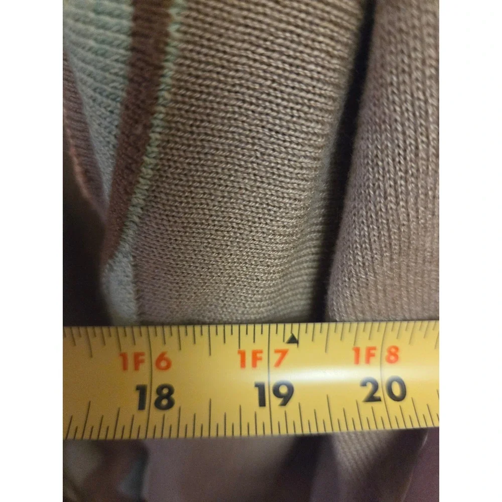 Vintage 80s St Croix Wave Knit‎ Sweater Mens L Textured Stripe Beige Blue Made